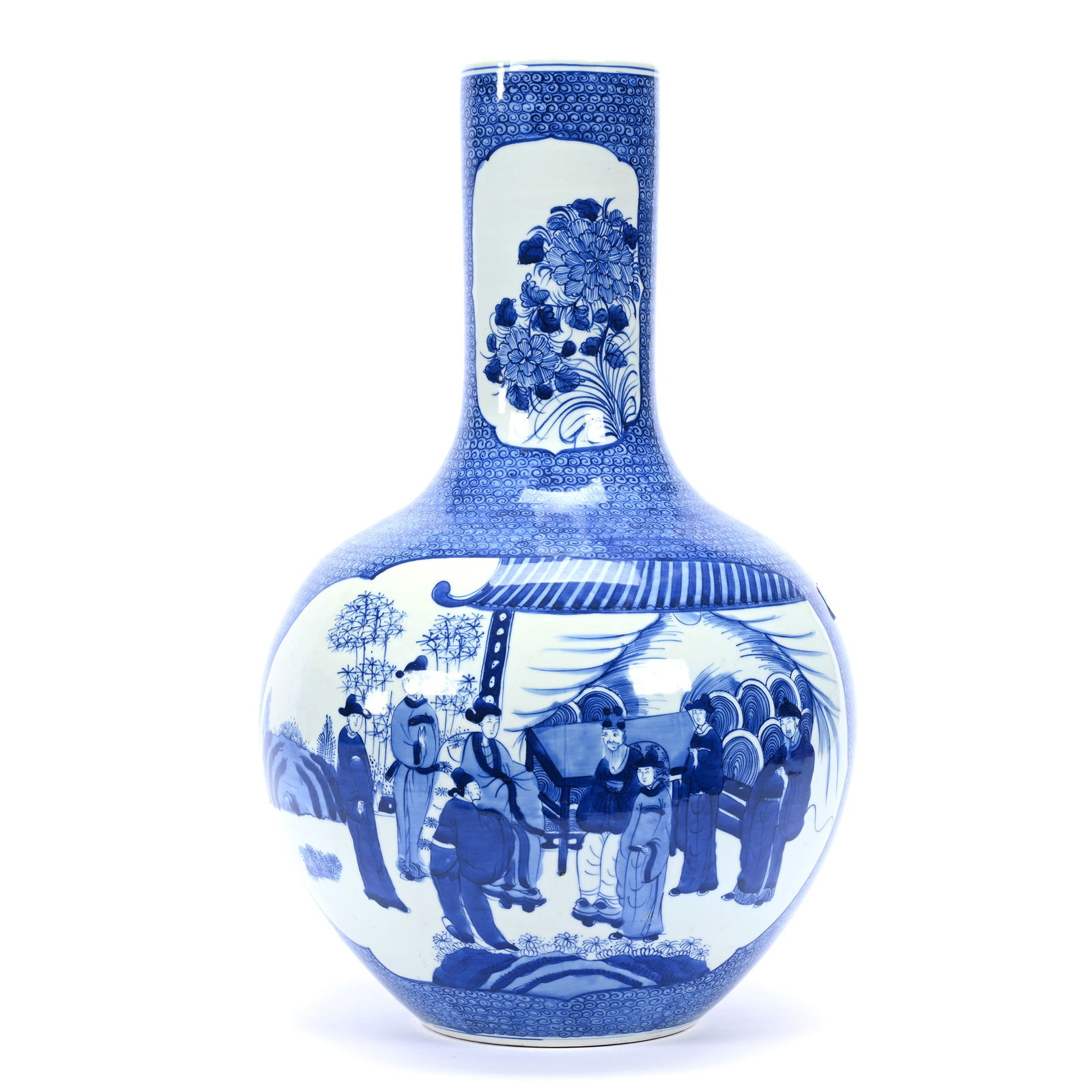 Vase, Chinese Porcelain, Blue And White, Classic Scenic Decor (1 of 3)