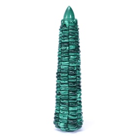 Carved Malachite Corn Cob, One Kernal Missing