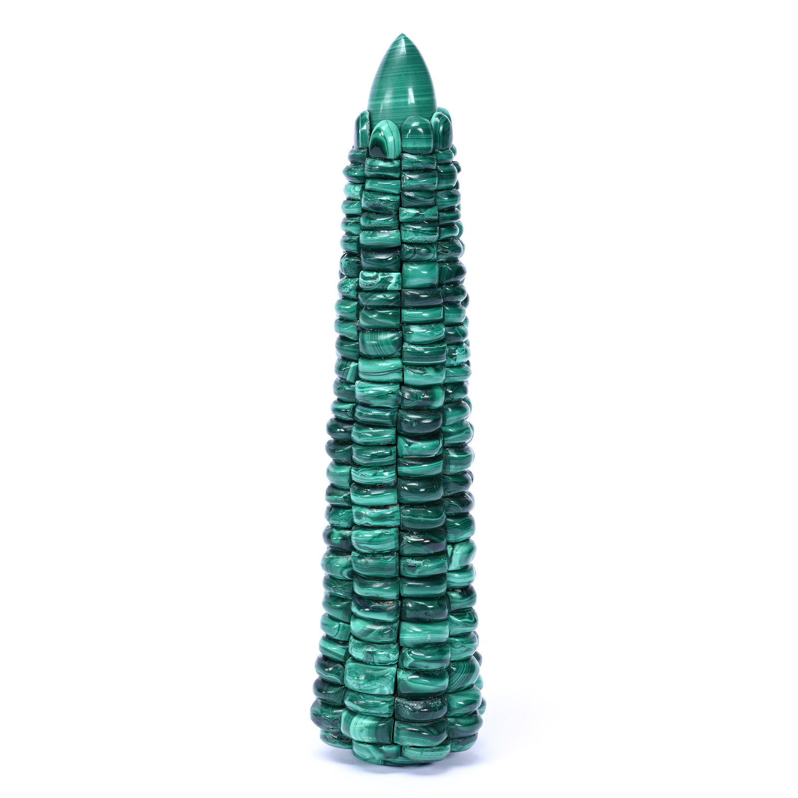 Carved Malachite Corn Cob, One Kernal Missing: Carved Malachite Corn Cob, One Kernal Missing, 8" x 2", The Estate Of Rex And Mary Campbell, MO. All Proceeds Of This Auction Go To Benefit Low Income Students At University Of Missouri (Mizzou/MU), C