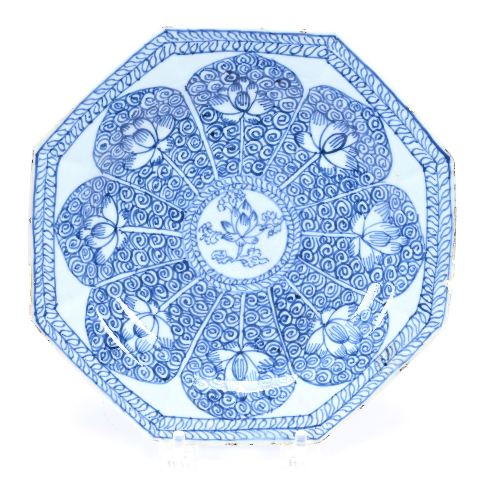 Plate, Eight-Sided, Chinese Porcelain, Unmarked, In Style Of Kangxi (1 of 5)