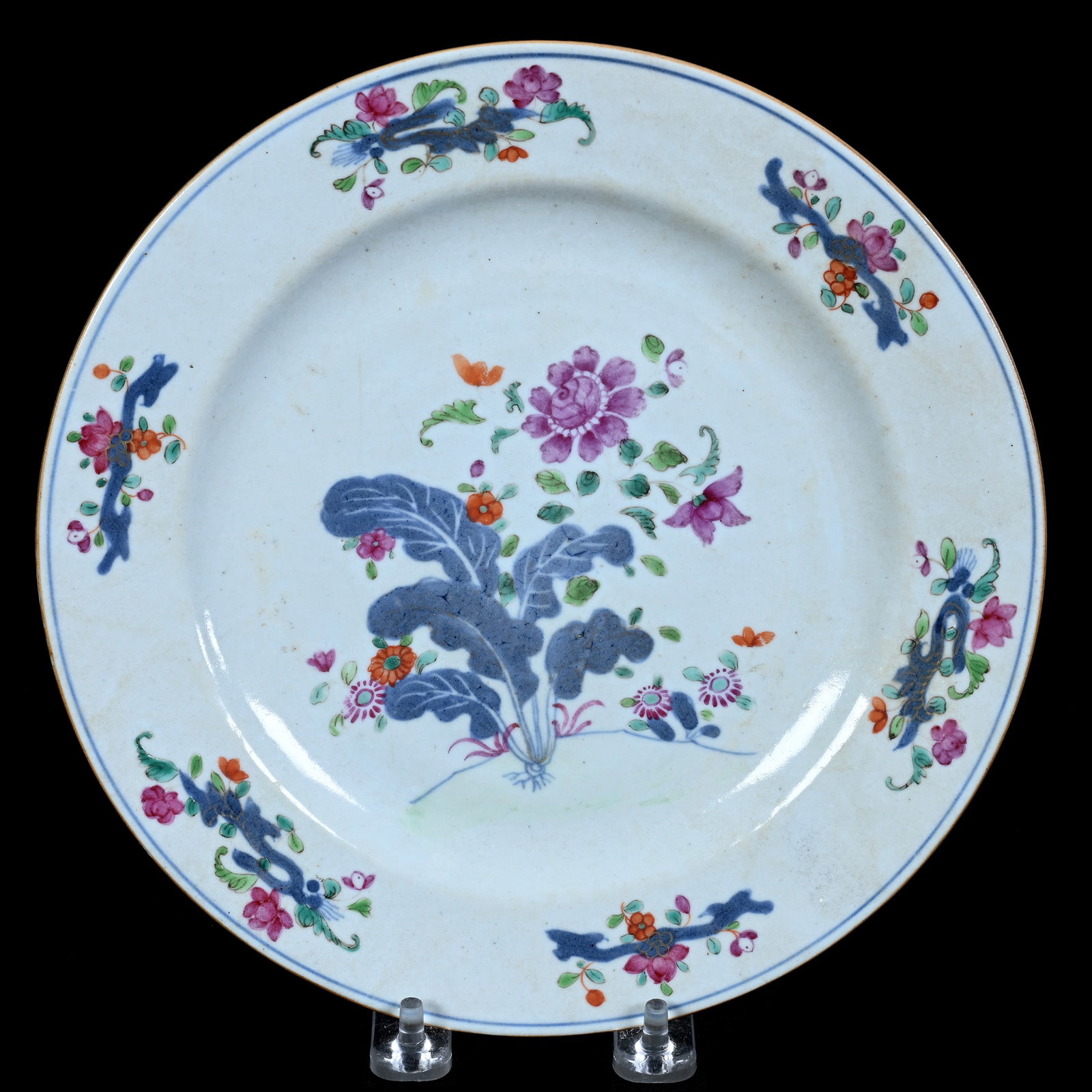 Plate, Japanese Porcelain, Unmarked, 1900's Export Example: Plate, Japanese Porcelain, Unmarked, 1900's Export Example, 9", Has Original Paris Jeweler's Label On Back, Floral Decor, The Estate Of Rex And Mary Campbell, MO. All Proceeds Of This Auction Go To Be