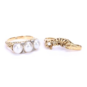 (2) Lady's Rings, Both 18k Gold