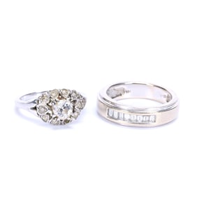 (2) Lady's Rings, Both 14k White Gold
