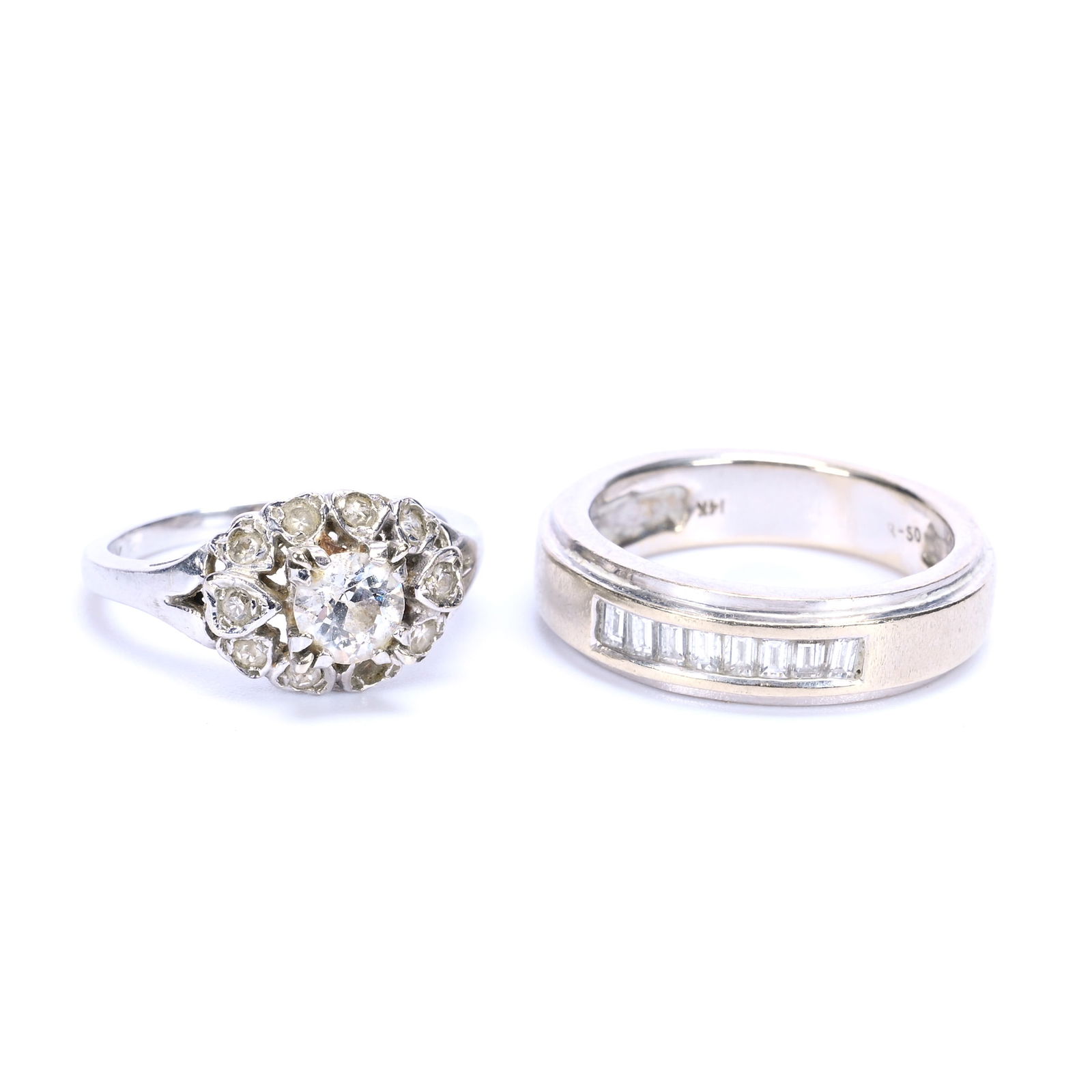 (2) Lady's Rings, Both 14k White Gold (1 of 4)