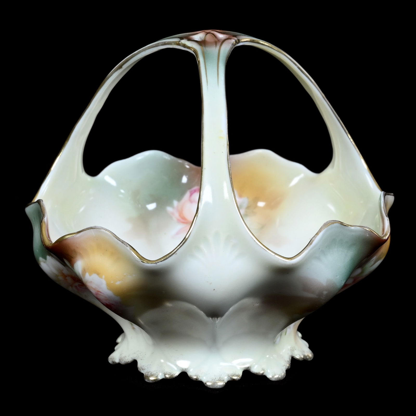 Miniature Basket Marked R.S. Germany And Royal Vienna, Three Handles (1 of 3)