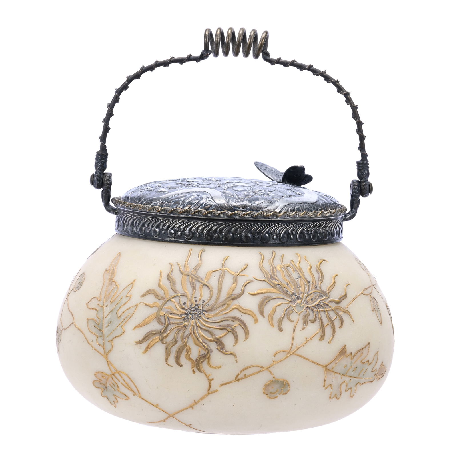 Biscuit Jar Marked Crown Milano #520 Art Glass (1 of 3)