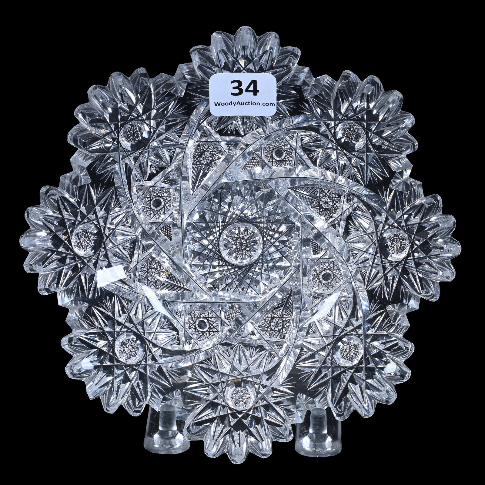 Plate, American Brilliant Cut Glass, Signed Libbey Lenox Pattern Also Known As Comet Pattern: Plate, American Brilliant Cut Glass, Signed Libbey Lenox Pattern Also Known As Comet Pattern, 5.75", One Outside Rim Tooth Chip, Grady And Annette Hite Collection, NC.