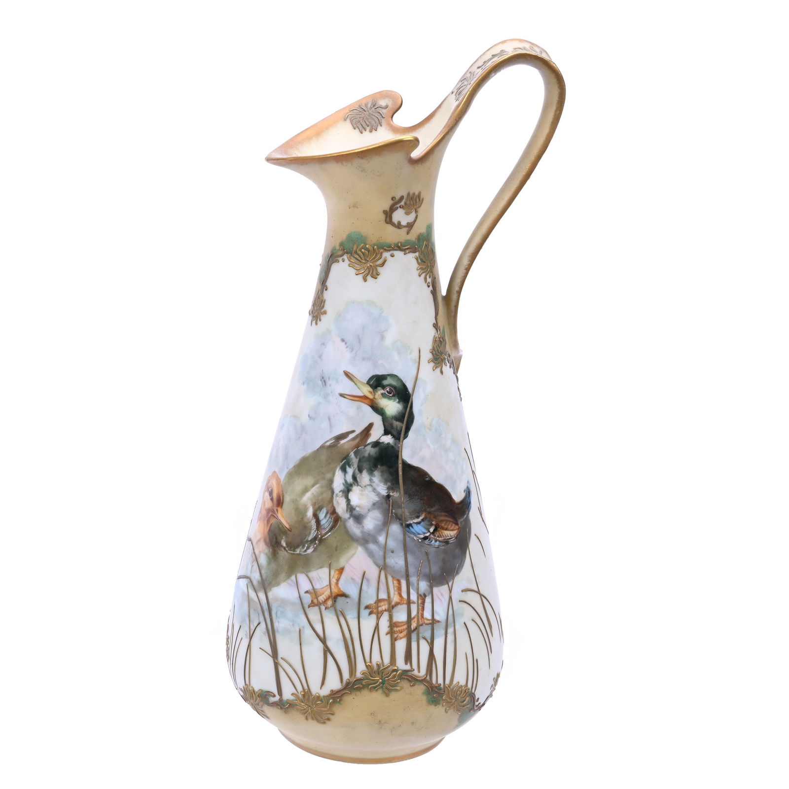 Ewer Signed Pairpoint Porcelain, Cream And Green Tones, Duck Decor (1 of 3)
