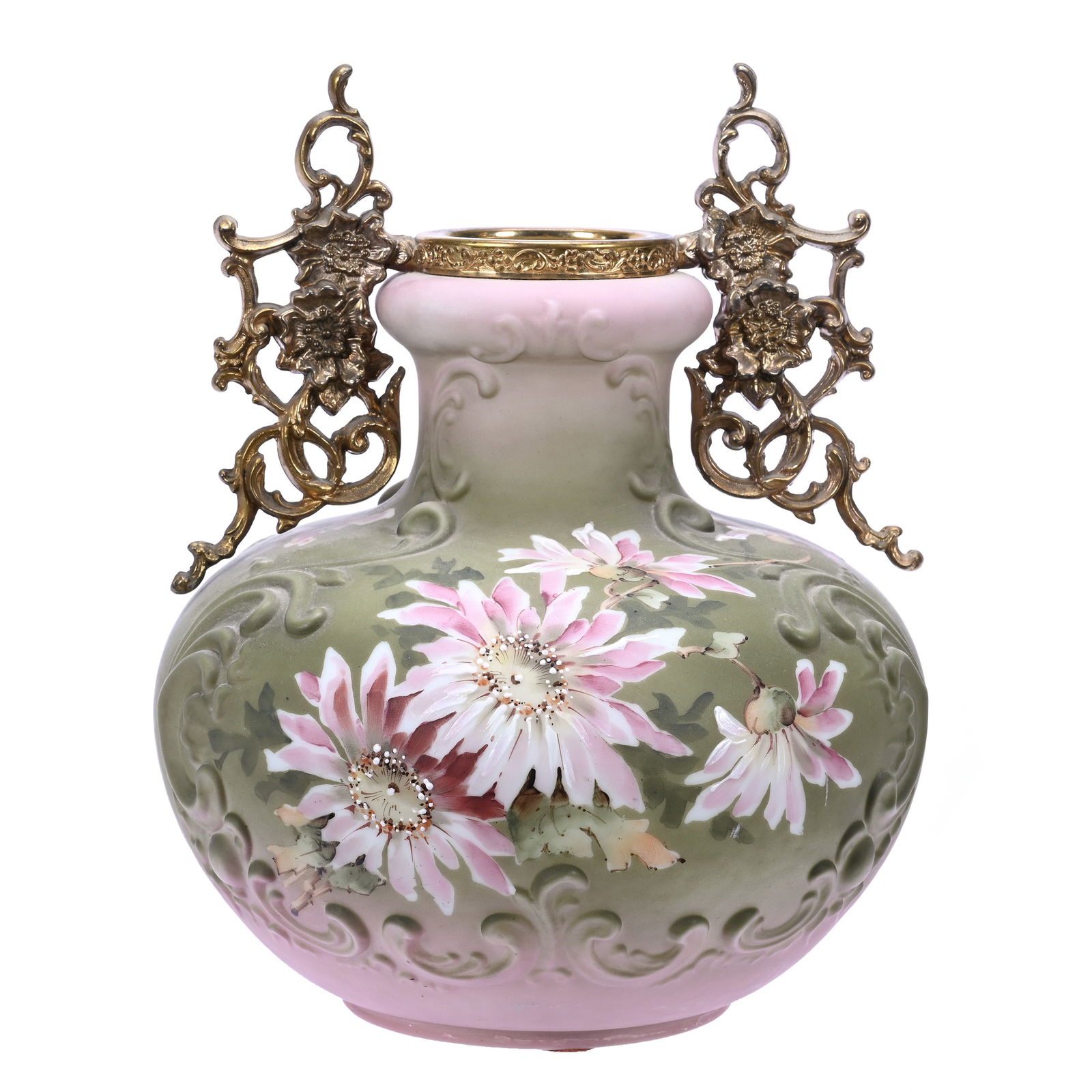 Vase, Two Handles, Marked Nakara Art Glass, Scroll Mold (1 of 3)