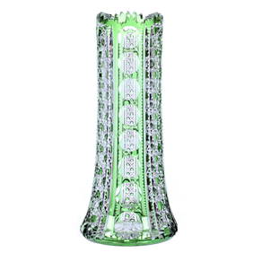 Cylinder Vase, American Brilliant Cut Glass, Green Cut To Clear Montrose Pattern By Dorflinger (1 of 3)