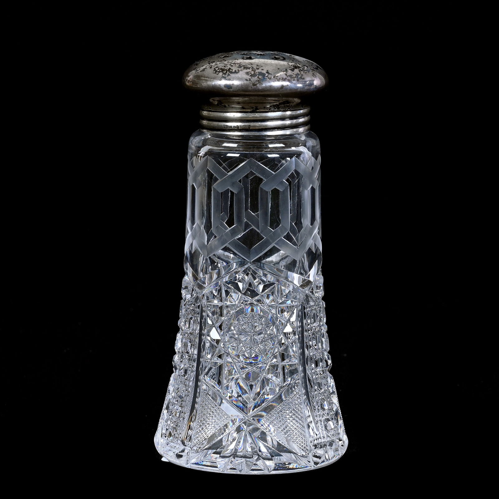 Sugar Shaker, American Brilliant Cut Glass, Alhambra Pattern By Meriden (1 of 5)