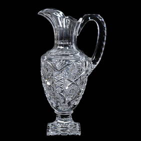 Pedestal Pitcher, American Brilliant Cut Glass, Pattern Resembles Genoa By Clark (1 of 3)