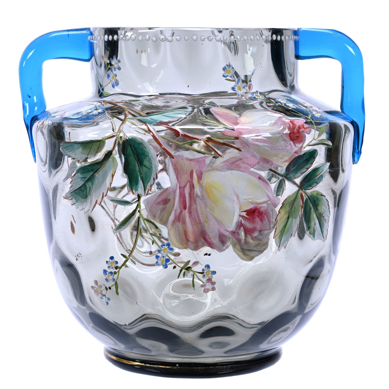 Vase, Two Handles, Smoke Color Coinspot Art Glass Attributed To Harrach (1 of 3)