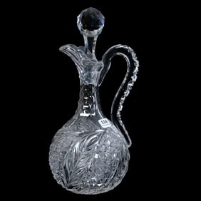 Decanter, American Brilliant Cut Glass, Wheat Pattern Attributed To J. Hoare