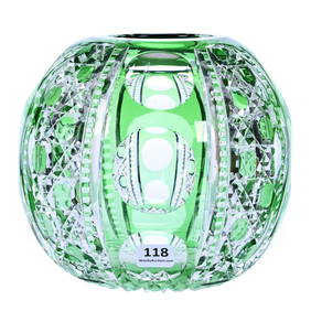 Rose Bowl, American Brilliant Cut Glass, Green Cut To Clear Montrose Pattern By Dorflinger (1 of 3)
