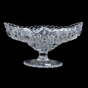 Pedestal Banana Bowl, American Brilliant Cut Glass, Signed Libbey (1 of 3)