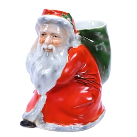 Water Pitcher, Royal Bayreuth Blue Mark, Figural Red Santa (pack as handle)