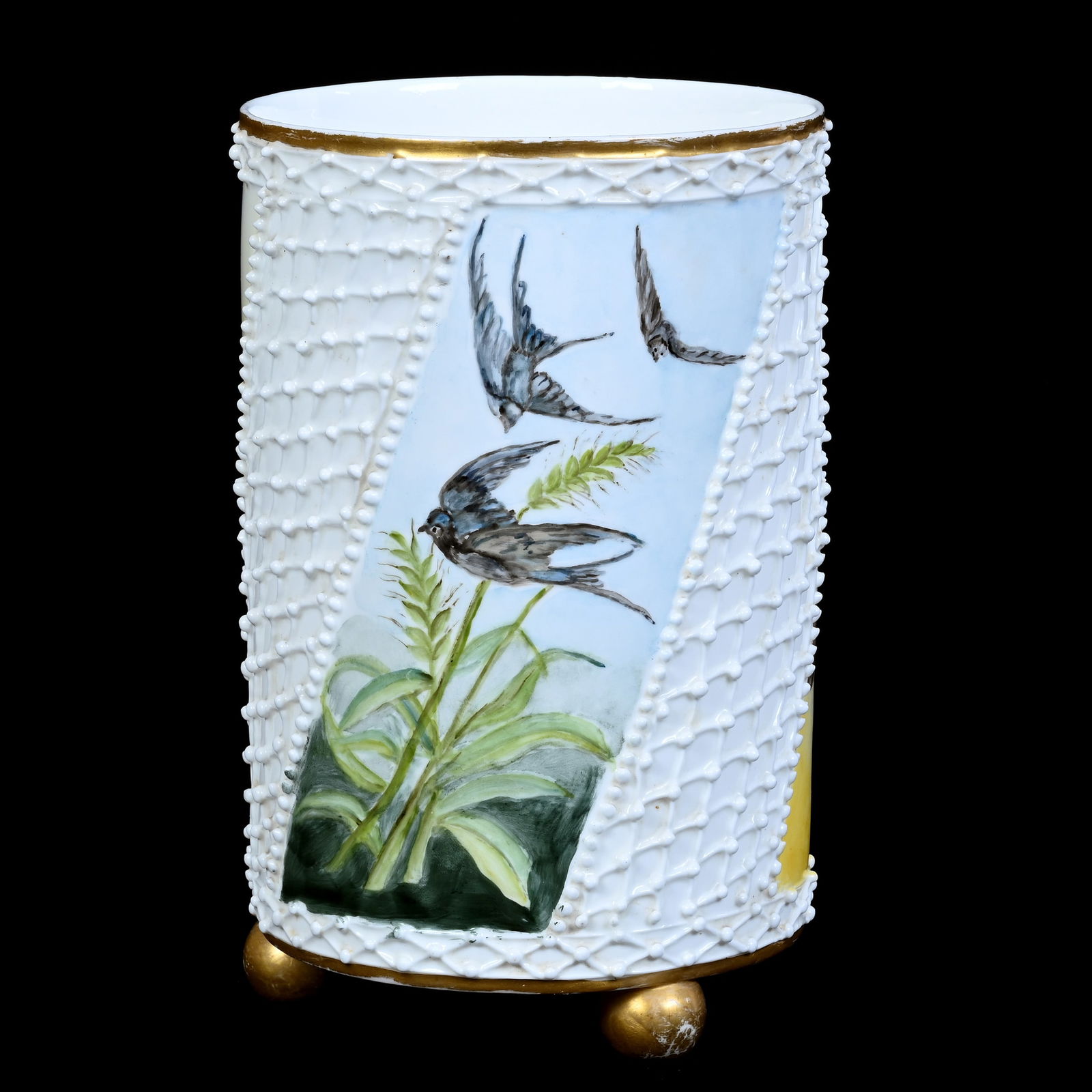 Cylinder Vase, Footed, Marked Lotus Ware (1 of 3)