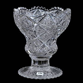 Pedestal Vase, American Brilliant Cut Glass, Roman Pattern By Kelly And Steinman (1 of 3)