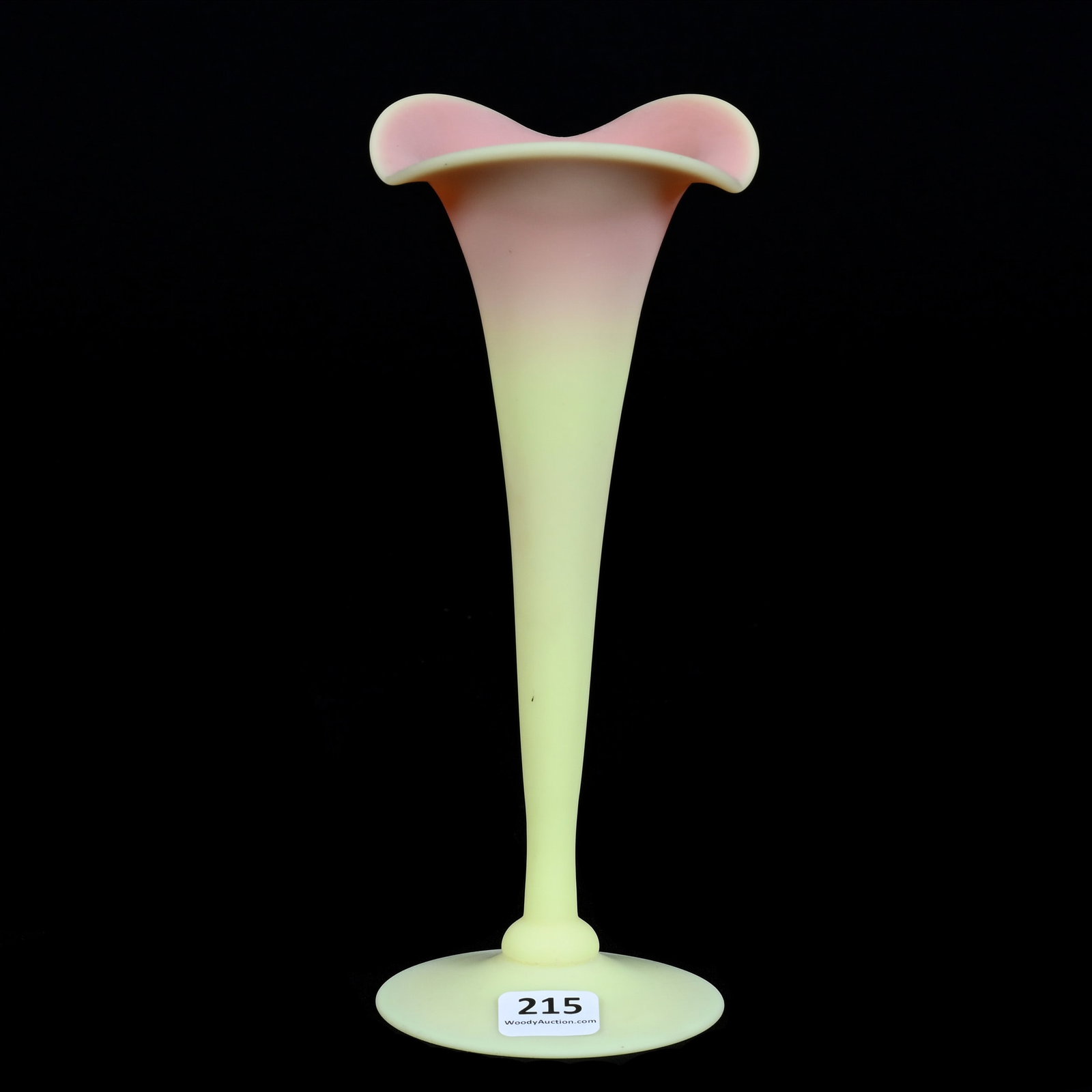 Trumpet Vase, Burmese Art Glass By Mt. Washington: Trumpet Vase, Burmese Art Glass By Mt. Washington, 8" x 3.25", Grady And Annette Hite Collection, NC.