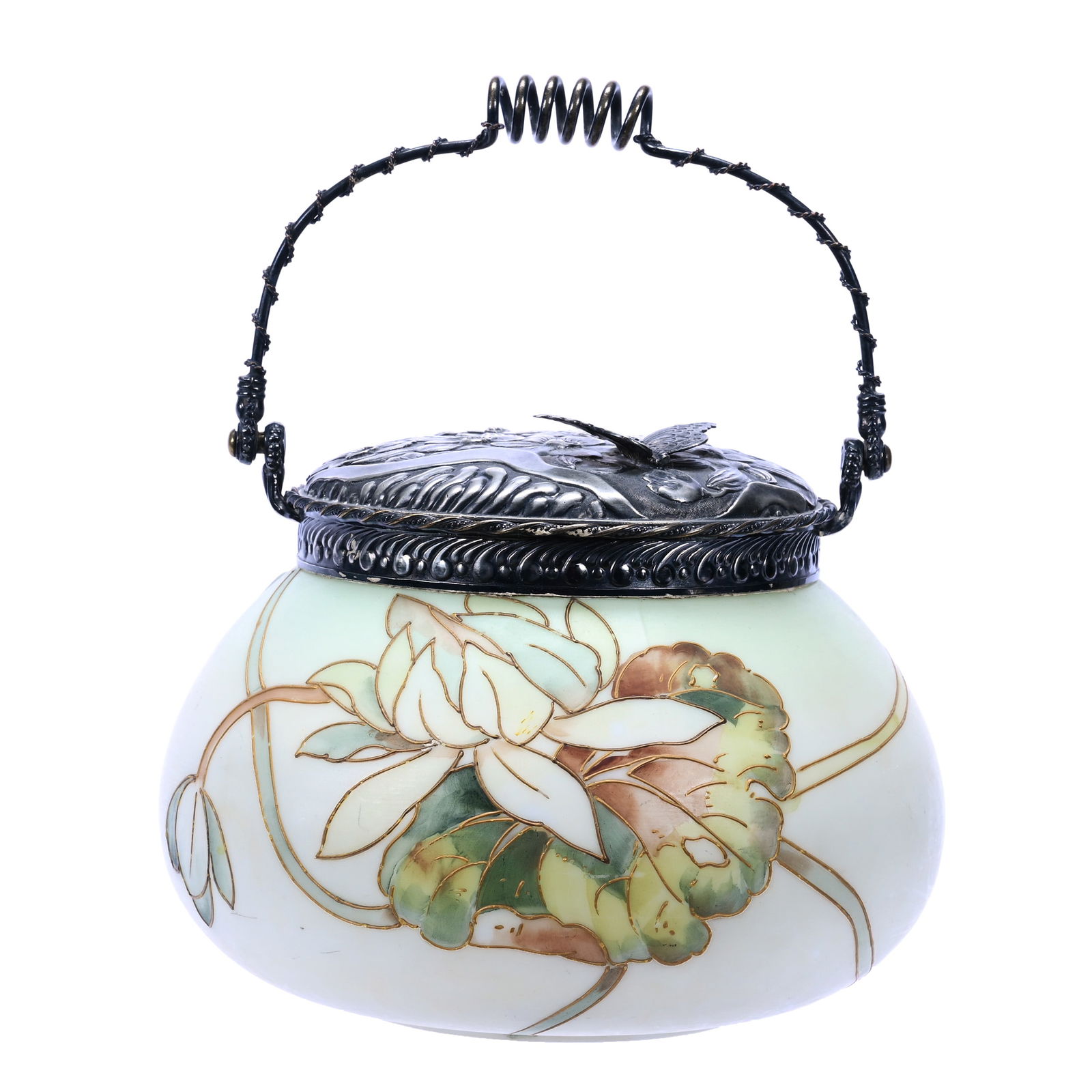 Biscuit Jar Marked Crown Milano #521 Art Glass (1 of 3)