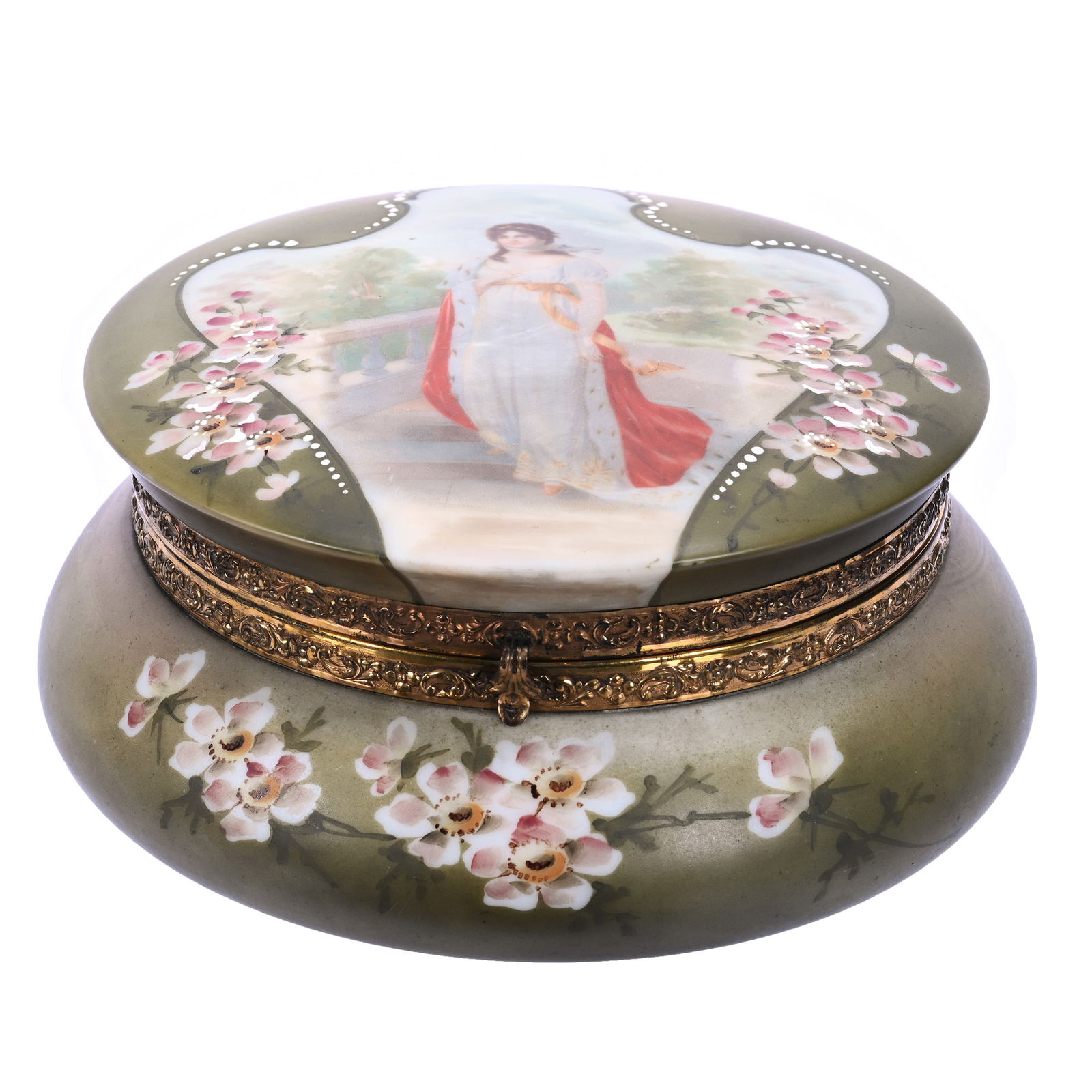 Dresser Box Marked Nakara Art Glass, Queen Louisa Portrait, (1 of 5)