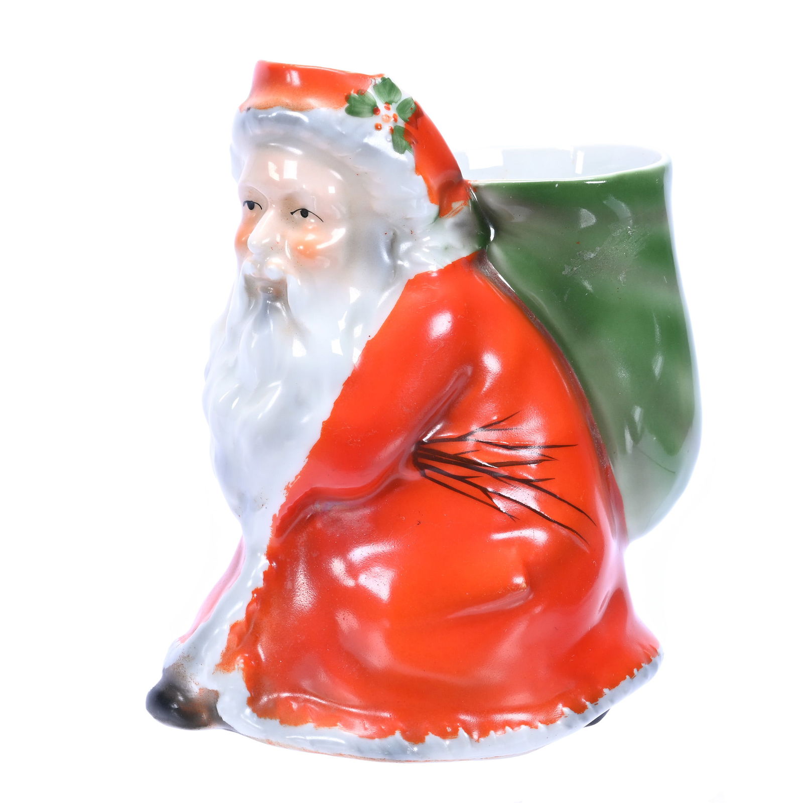 Milk Pitcher, Royal Bayreuth Blue Mark, Red Santa With Pack As Handle (1 of 3)