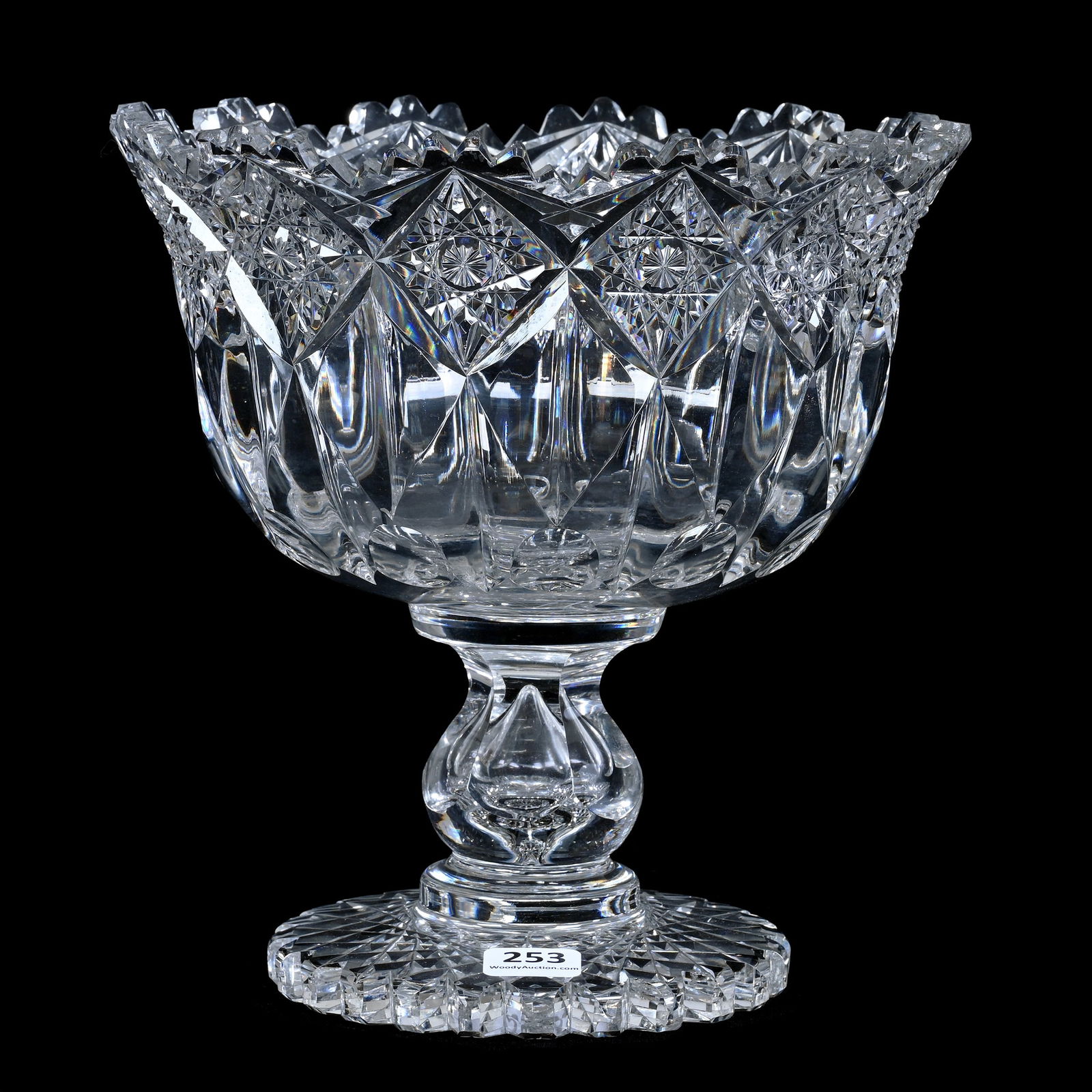 Compote, American Brilliant Cut Glass, Hobstar Chain With Pillar, Miter And Punty Highlights (1 of 3)