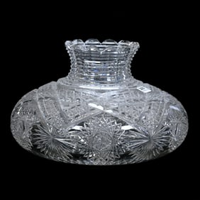 Flower Center, American Brilliant Cut Glass, Hobstar, Six Point Star, Star And Fan Motif