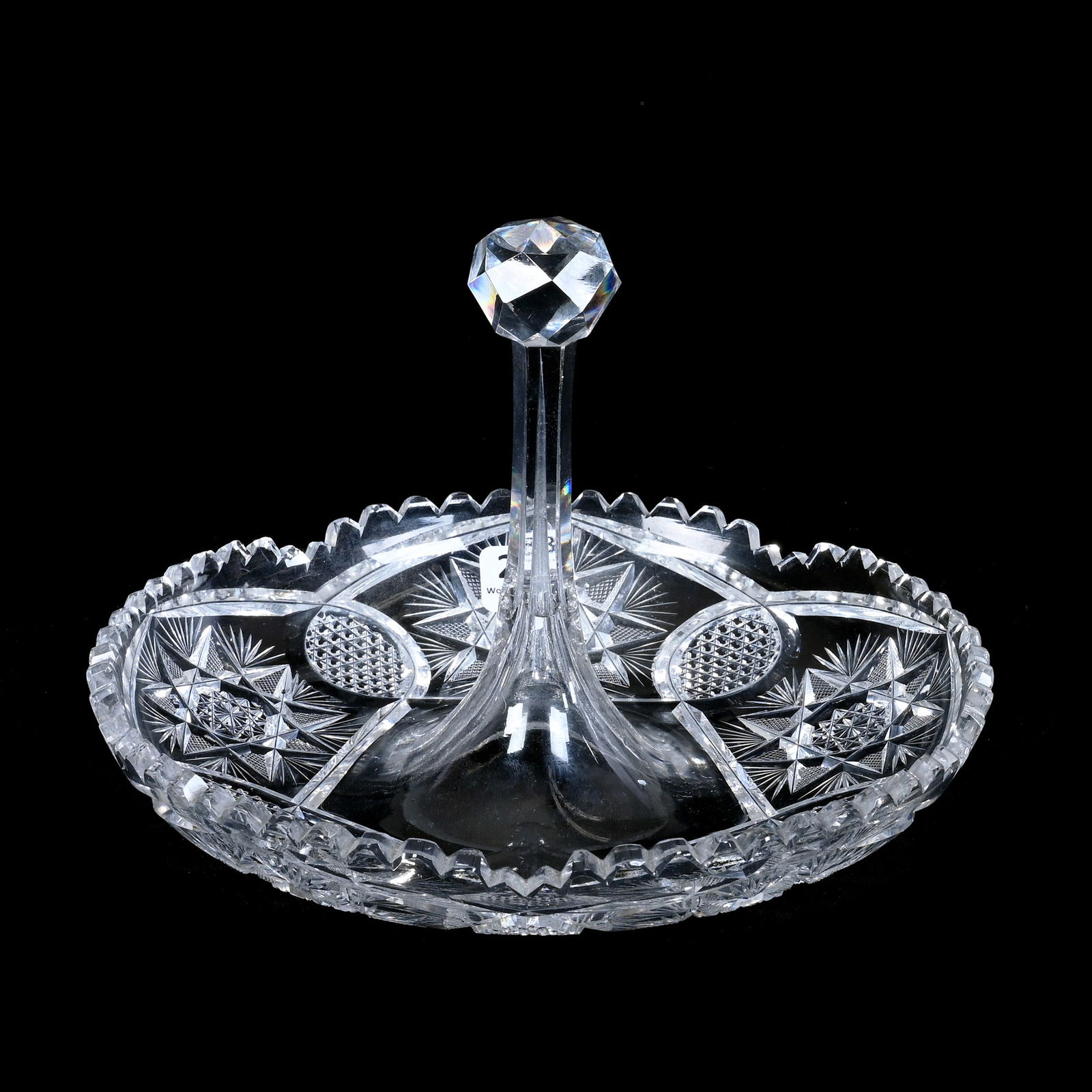 Stick Dish, American Brilliant Cut Glass, Flashed Hobstar Pattern By Meriden (1 of 5)