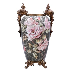 Footed Vase, Two Handles, Marked Kelva,