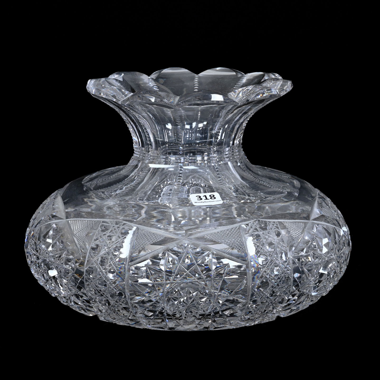 Flower Center, American Brilliant Cut Glass, Hobstar, Cane And Strawberry Diamond Motif (1 of 3)