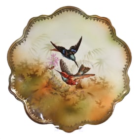 Plate Marked R.S. Prussia, Hummingbird Scenic Decor