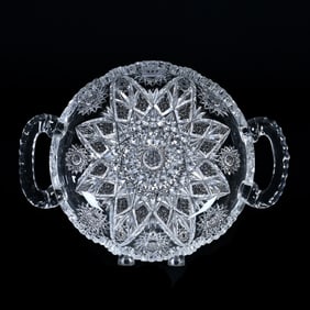 Low Bowl, American Brilliant Cut Glass, Expanding Star Pattern