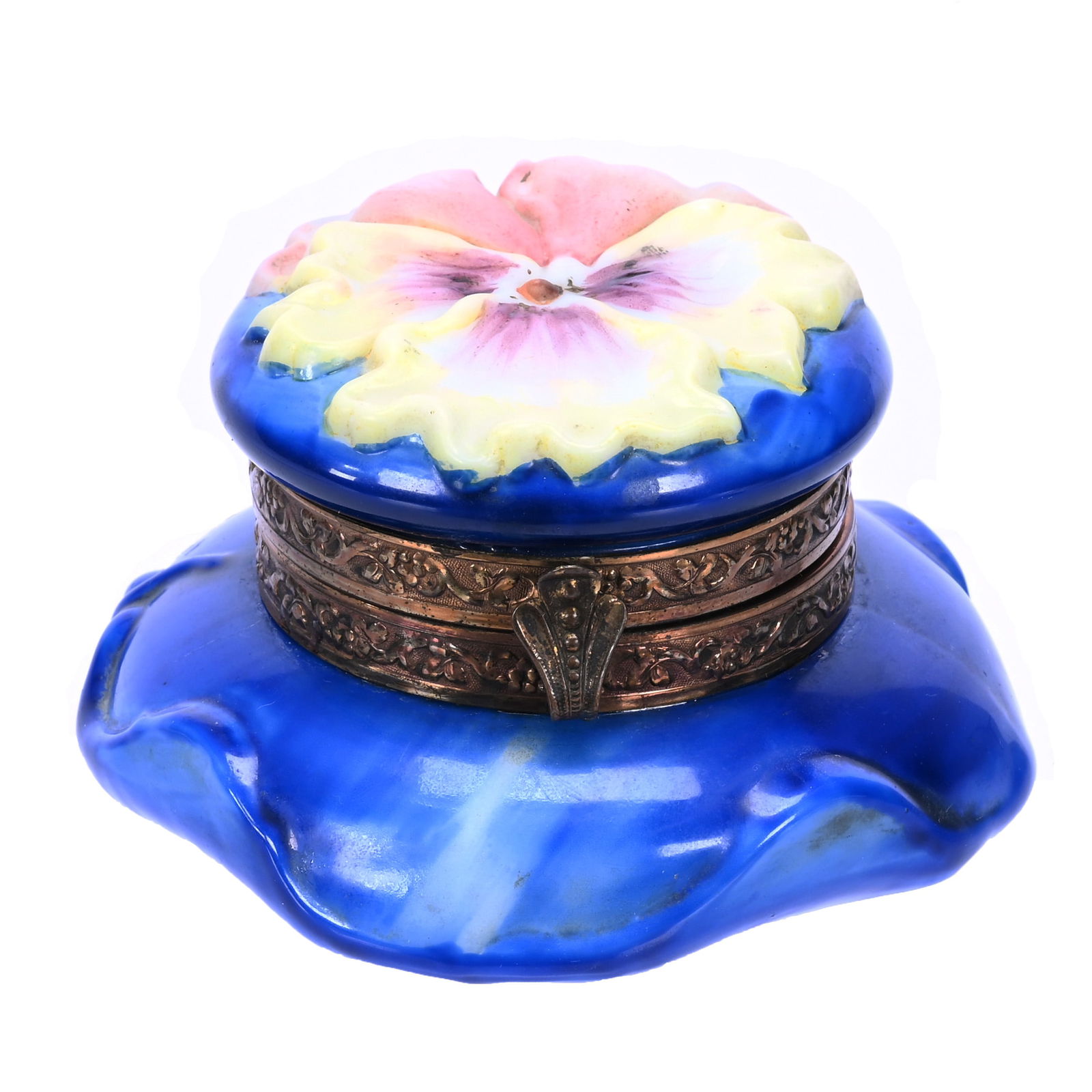 Jewel Box, Wave Crest Stamp Mark, Pansy Blow Out Mold Lid (1 of 4)