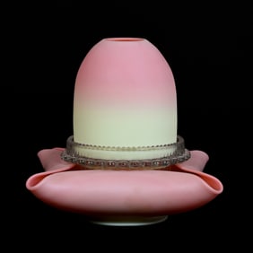 Fairy Lamp, Burmese Art Glass With Shade, Clear Clark Cricket Insert