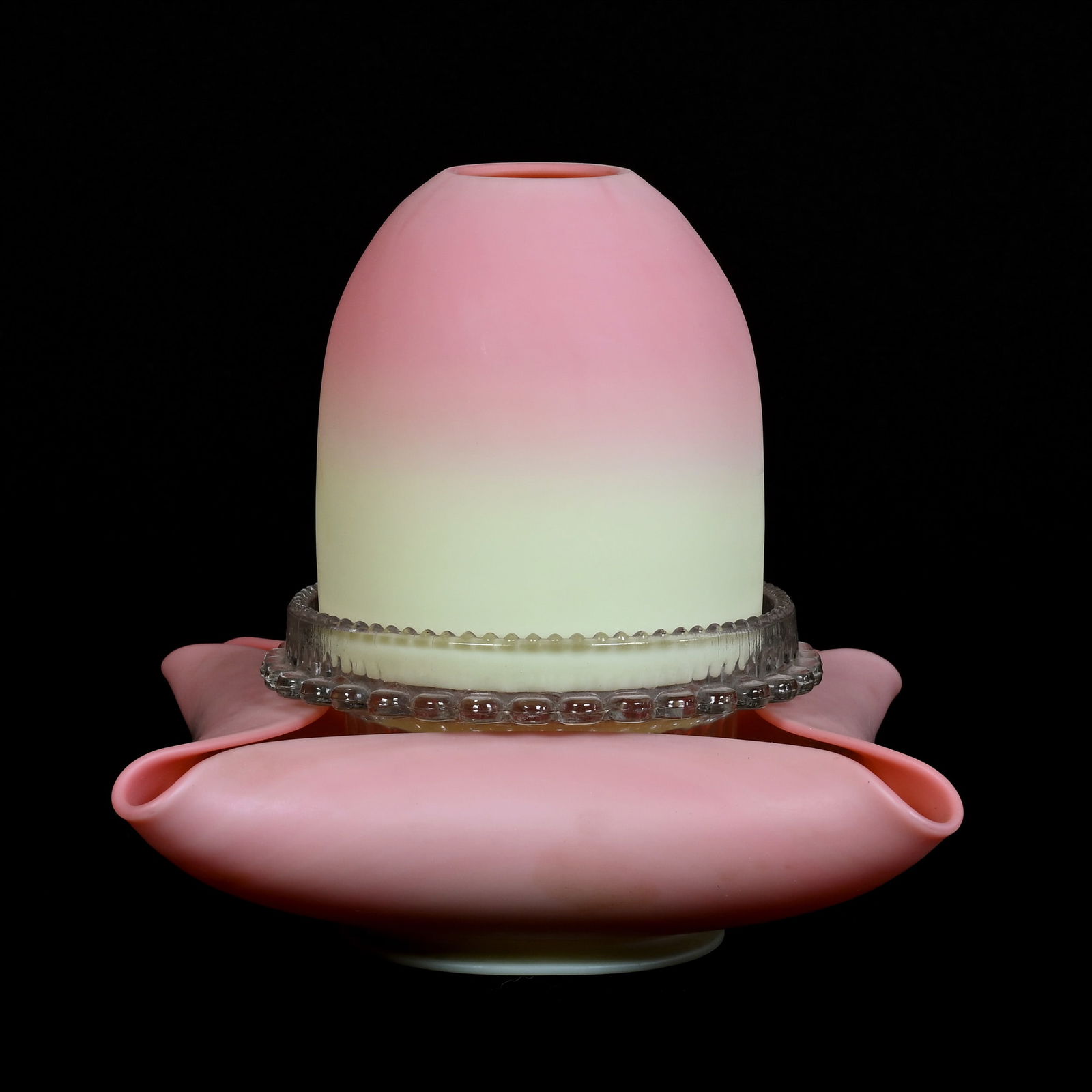 Fairy Lamp, Burmese Art Glass With Shade, Clear Clark Cricket Insert (1 of 5)