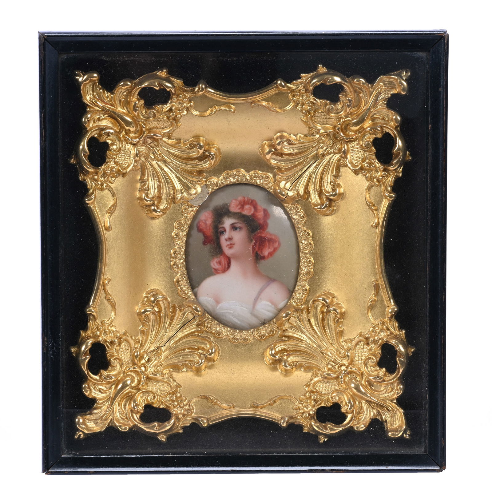 Oval Porcelain German Plaque, Artist Signed Wagner (1 of 4)
