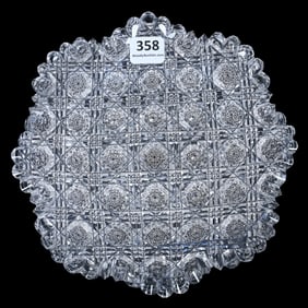 Plate, American Brilliant Cut Glass, Signed Egginton Calve Pattern