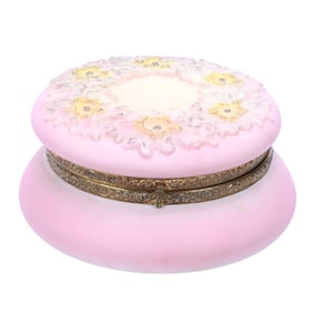 Dresser Box Marked Nakara, Poppy Mold, Pink And Yellow Tones