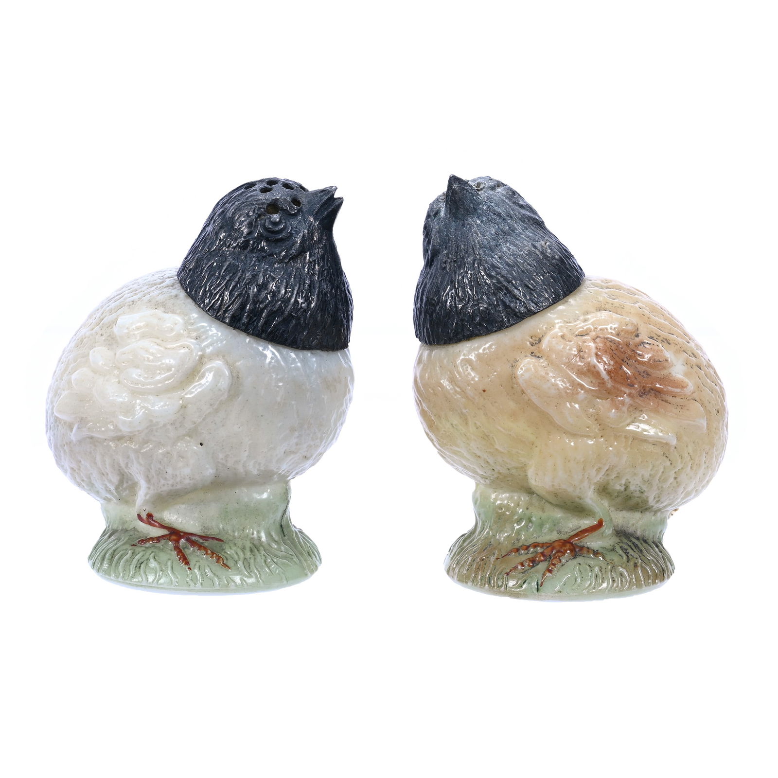 Pair Salt And Pepper Shakers, Chick On Pedestal, Made By C.F. Monroe (1 of 3)
