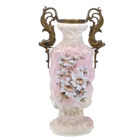 Vase, Two Handles, Marked Nakara, Elaborate Scroll Mold