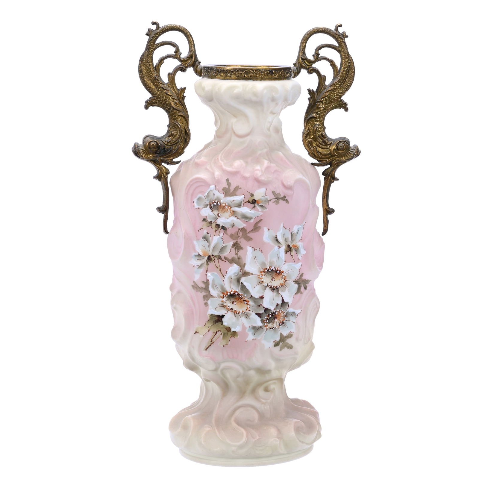 Vase, Two Handles, Marked Nakara, Elaborate Scroll Mold (1 of 3)