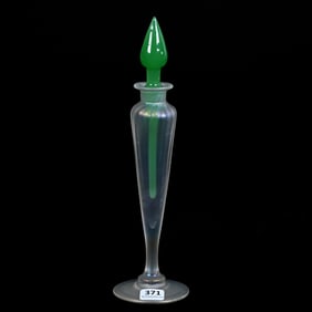 Pedestal Perfume Bottle, Steuben's Verre De Soie With Green Jade Stopper