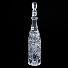 Whiskey Bottle, American Brilliant Cut Glass, Ellsmere Pattern By Libbey