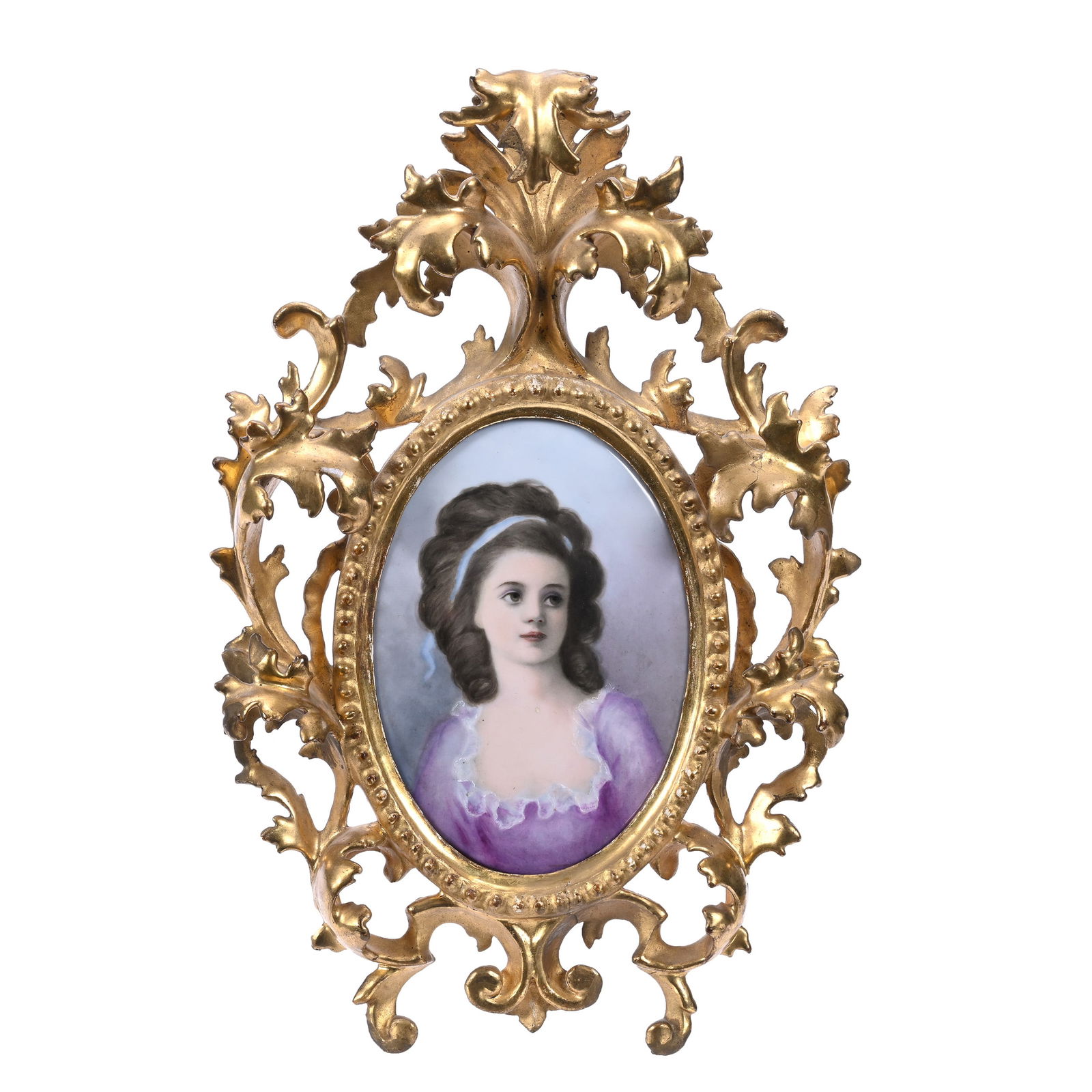 Oval Porcelain Plaque, Hand Painted Portrait Of Potocka (1 of 4)