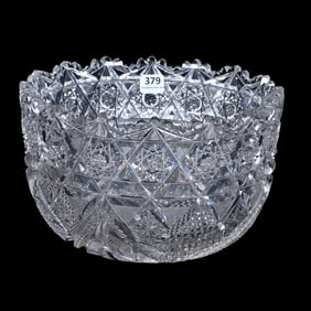 Deep Bowl, American Brilliant Cut Glass, Signed J. Hoare Marquis Pattern