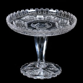Pedestal Cake Stand, American Brilliant Cut Glass, Alhambra Pattern By Meriden