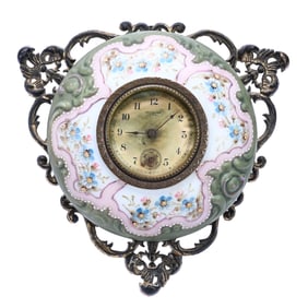 Wall Clock, Unmarked Wave Crest, Green, Pink And White Tones