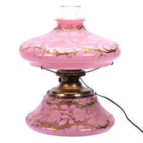 Table Lamp, Victorian Cameo Cutback Overlay (1 of 5)